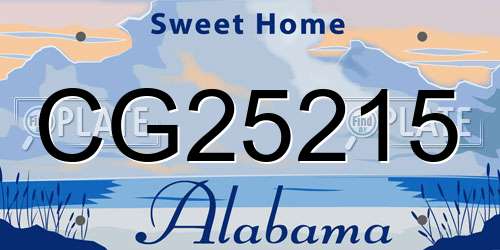 CG25215 Alabama License Plate