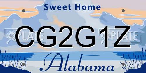 CG2G1Z Alabama License Plate