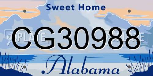 CG30988 Alabama License Plate
