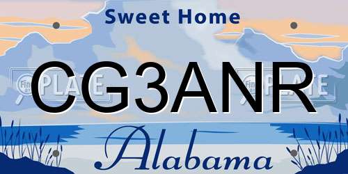 CG3ANR Alabama License Plate