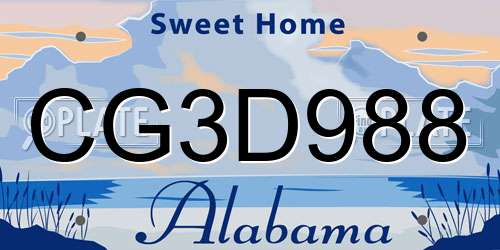 CG3D988 Alabama License Plate