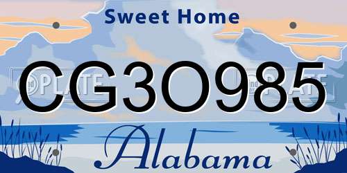 CG3O985 Alabama License Plate