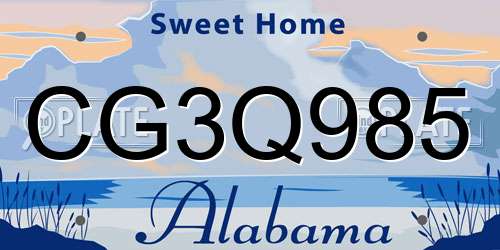CG3Q985 Alabama License Plate