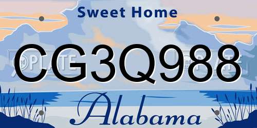 CG3Q988 Alabama License Plate