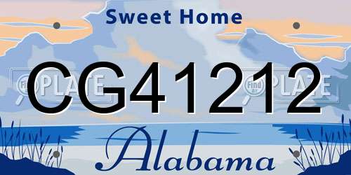 CG41212 Alabama License Plate