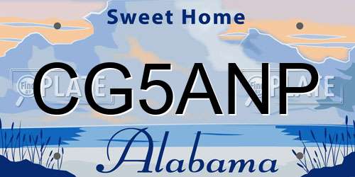 CG5ANP Alabama License Plate