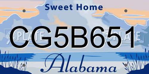 CG5B651 Alabama License Plate