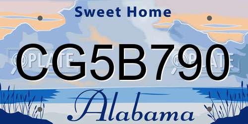 CG5B790 Alabama License Plate