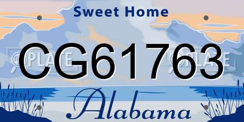 CG61763 Alabama License Plate