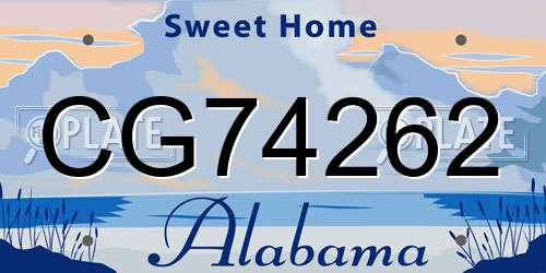 CG74262 Alabama License Plate