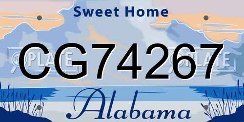 CG74267 Alabama License Plate