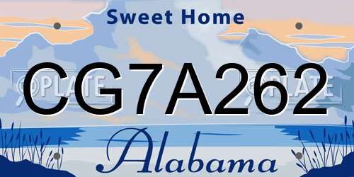 CG7A262 Alabama License Plate