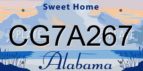 CG7A267 Alabama License Plate