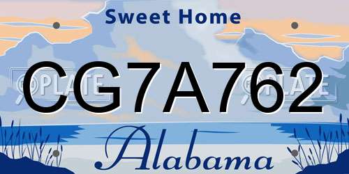 CG7A762 Alabama License Plate