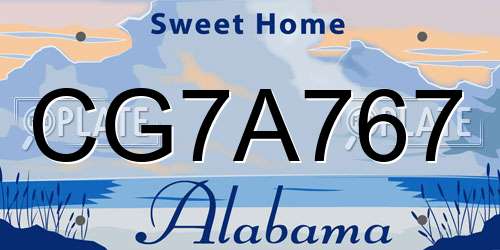 CG7A767 Alabama License Plate