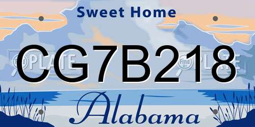 CG7B218 Alabama License Plate