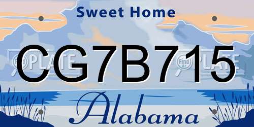 CG7B715 Alabama License Plate