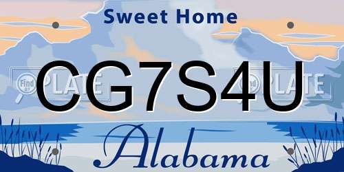 CG7S4U Alabama License Plate