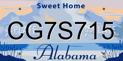 CG7S715 Alabama License Plate