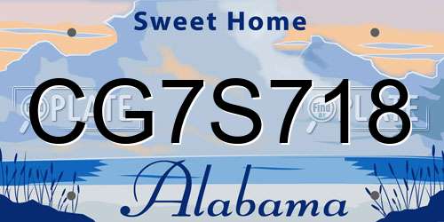 CG7S718 Alabama License Plate