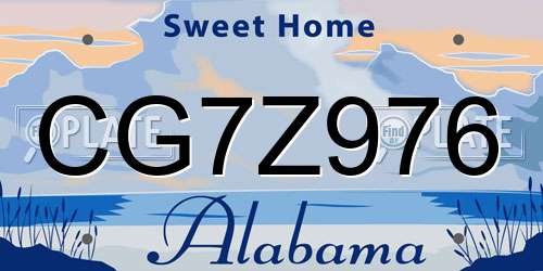 CG7Z976 Alabama License Plate