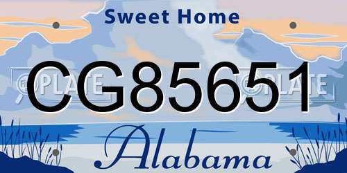CG85651 Alabama License Plate