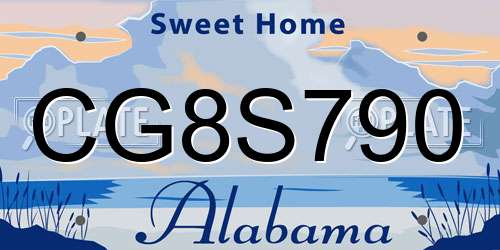 CG8S790 Alabama License Plate