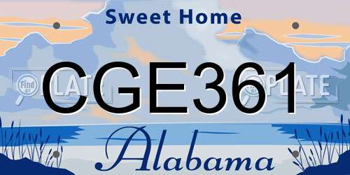 CGE361 Alabama License Plate