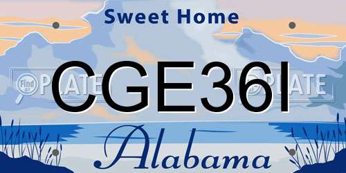 CGE36I Alabama License Plate