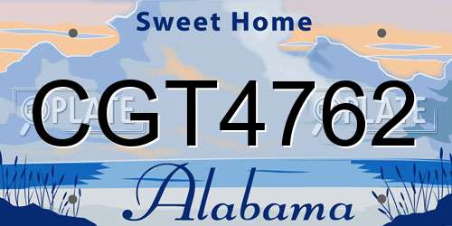 CGT4762 Alabama License Plate