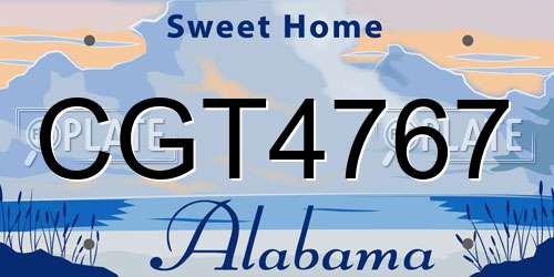 CGT4767 Alabama License Plate