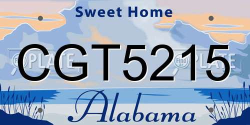 CGT5215 Alabama License Plate