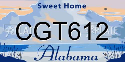 CGT612 Alabama License Plate