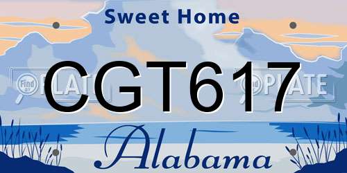 CGT617 Alabama License Plate