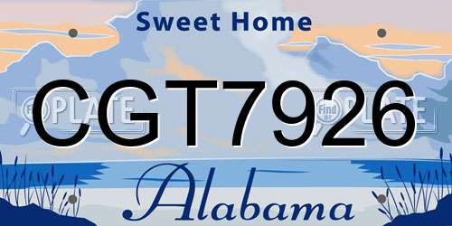CGT7926 Alabama License Plate