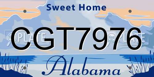 CGT7976 Alabama License Plate