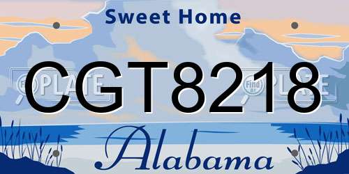 CGT8218 Alabama License Plate
