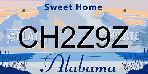 CH2Z9Z Alabama License Plate