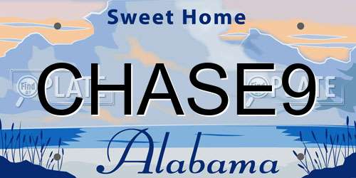 CHASE9 Alabama License Plate