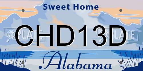 CHD13D Alabama License Plate