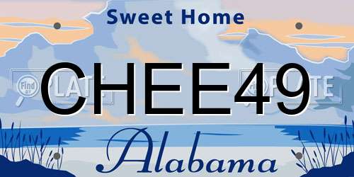 CHEE49 Alabama License Plate