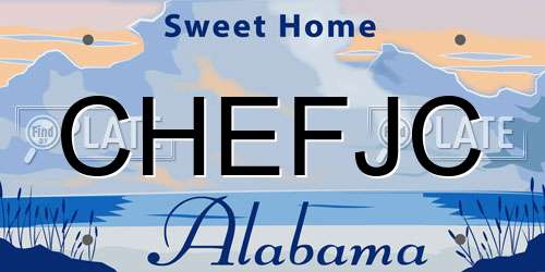 CHEFJC Alabama License Plate