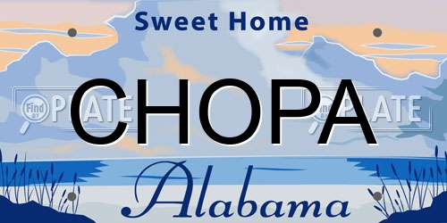 CHOPA Alabama License Plate