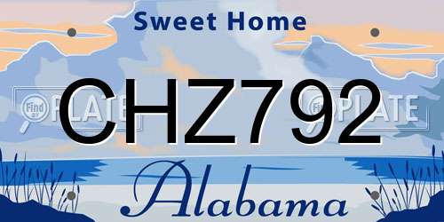 CHZ792 Alabama License Plate