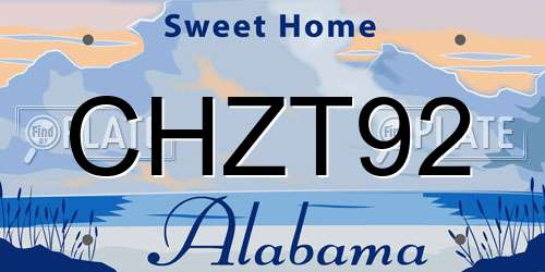CHZT92 Alabama License Plate