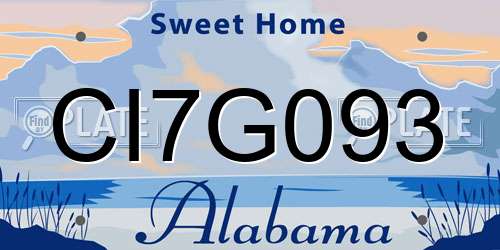 CI7G093 Alabama License Plate