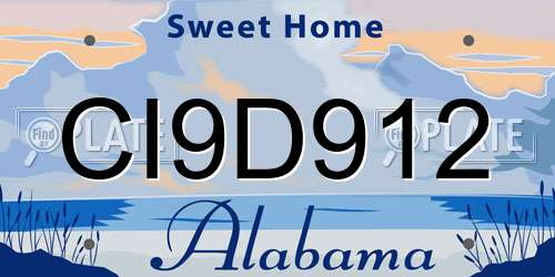 CI9D912 Alabama License Plate