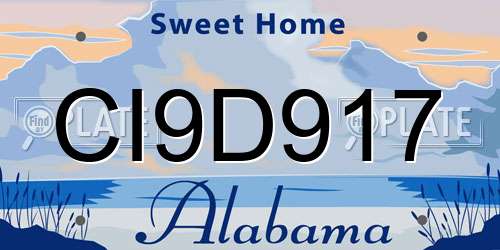 CI9D917 Alabama License Plate