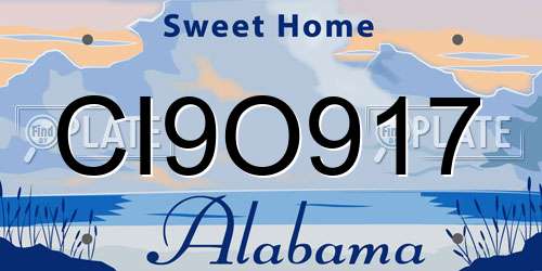 CI9O917 Alabama License Plate