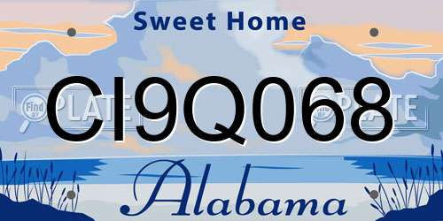 CI9Q068 Alabama License Plate